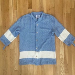 Playa London Santorini Blue Woven Grandad Shirt